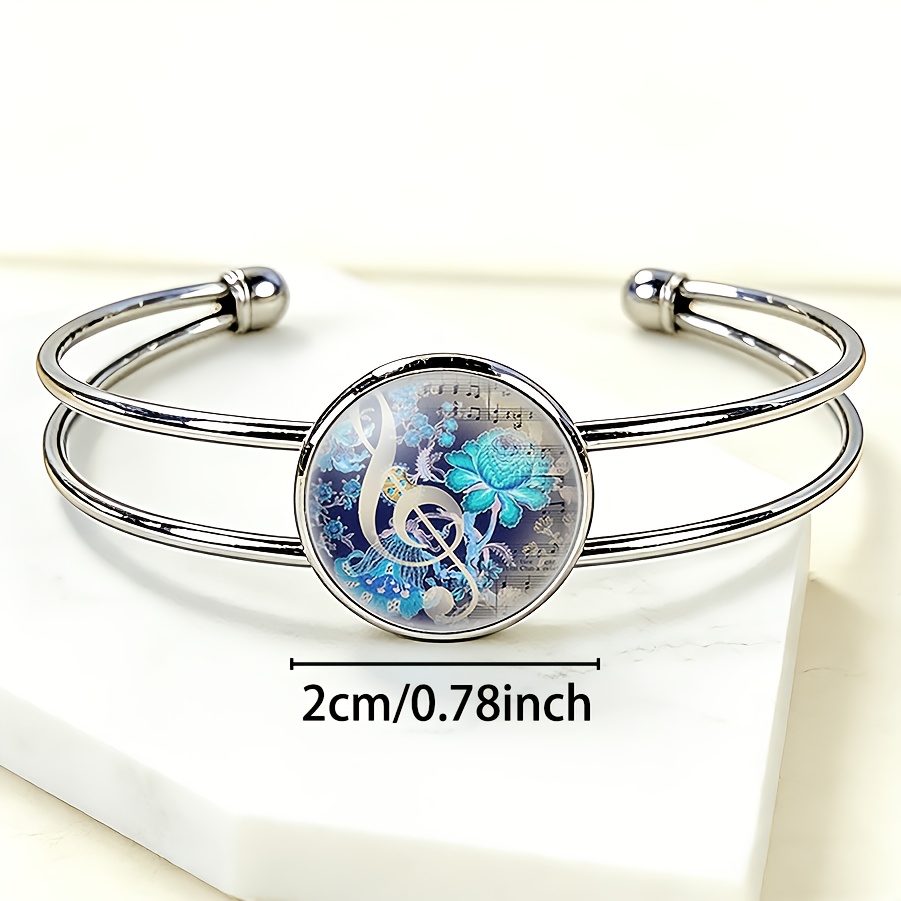 Adjustable Open Bangle with Round Gemstone Inlaid